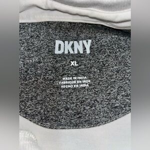DKNY Men’s Short Sleeve Polo Shirt. White and Black. Size XL.